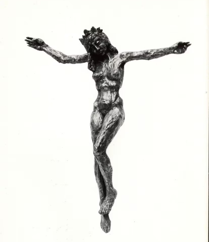 La obra de arte que representa a la mujer cristo.